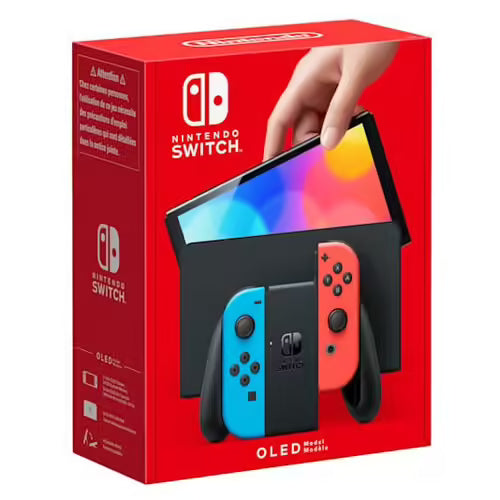 Nintendo Switch OLED-Konsole Neonblau, Schwarz, Fluoreszierendes Rot
