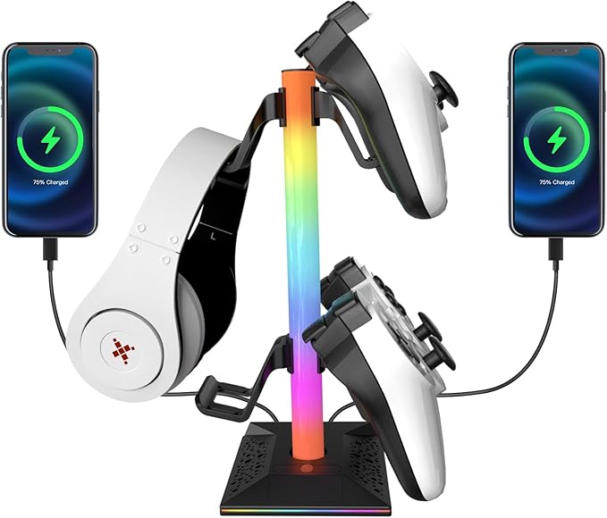 Verstellbarer 3-stufiger Gamepad-Ständer für alle gängigen Gaming-Zubehörteile für Xbox, PS4, PS5 und Nintendo Switch (niedliches Rosa)